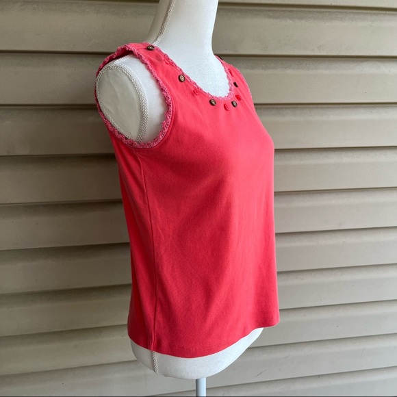 •Pappagallo• Sleeveless Knit Top with Button Detail - Size Large - Picture 4 of 7